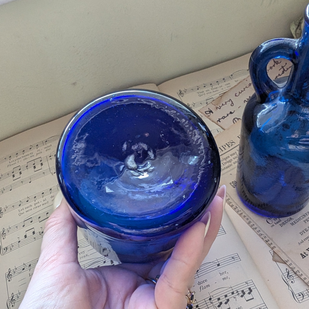Cobalt Blue Glass Bottle & Tumbler Set - Picture 5 of 10